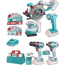 Total Akülü Daire Testere+Zımpara+Darbeli Vidalama+Matkap+Fener Seti TOSLI241081E