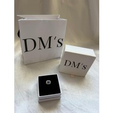 DMs Silver Dikdörtgen Taşlı Mavi Gümüş Charm'ı