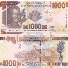 Gine 2018 Yılı 1000 Francs Yabancı Kağıt Para Çil ( Unc ) Koleksiyon Para