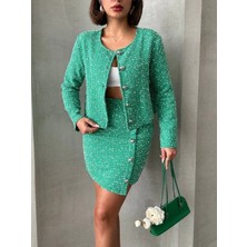 Kazax Ceketli Etek Takım Chl Kumaş Yeşil H24443