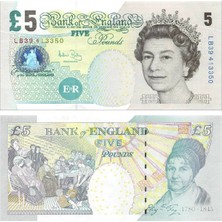 Ingiltere 2002 Yılı 5 Pound Kraliçe Elizabeth Yabancı Kağıt Para Çil ( Unc ) Koleksiyon Para