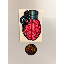 Beyin Bombası Sticker 10X6CM Sticker Folyo Araba Motosiklet Kask Laptop Cam Etiket Beyin Sticker