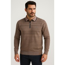 Ette Fermuarlı Polo Yakalı Kazak