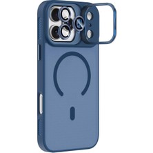 Bilişim Akademi iPhone 17 Pro Max Uyumlu Standlı Kılıf Mat Kılıf Magsafe Özellikli Lens Korumalı Kılıf - Lacivert