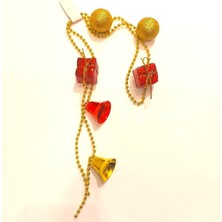 Empressco Kırmızı ve Gold Yılbaşı Süsleri, 1 Metre Zincir, Çan ve Fiyonk Detaylarıyla.