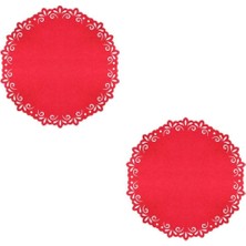 Empressco Kırmızı Keçe Yılbaşı Süsleri Bardak Altlığı Seti, 6 Adet, Renkli (16122)