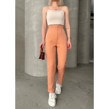 Kazax Beli Lastikli Karamel Pantolon