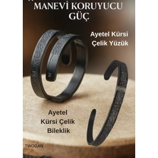 Çelik 316L  Siyah Ayetel Kürsi Bileklik Yüzük 2 Li Set