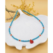 Nevoka Mercan Damla Turkuaz Boncuk Kolye