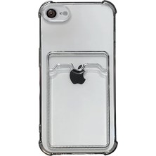Teknomoda Apple iPhone 16E Kılıf Kartlıklı Anti Şok Korumalı Şeffaf Silikon Füme Koyu Şeffaf 16E