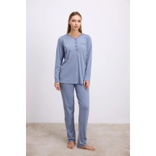 Will Like Modal Pamuklu Uzun Kollu Düğmeli 2'li Pijama Takımı