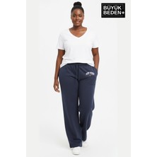 Superlife Kadın Büyük Beden New York Baskılı Rahat Kesim Lastikli Bel Paça Reçme Eşofman Altı SPR26EAK952-5