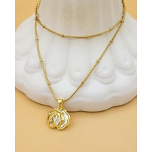 Nevoka Gold Çelik Taşlı Istiridye Kolye