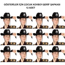 Tp Bfs   Kovboy Şerif Şapkası Siyah 12 Adet - Kostüm, Parti ve Gösteri Şapkası