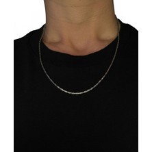 Winy Concept Paslanmaz Çelik Erkek Zincir Kolye - 55 cm Minimalist Gümüş Renk