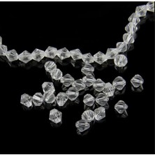 Heraldis 8 mm 50 Adet Piramit Kristal Boncuk Şeffaf Takı-Çanta Yapımı Boncuğu