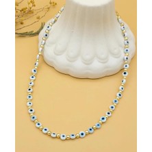 Nevoka Beyaz Akrilik Boncuklu Nazar Kolyesi