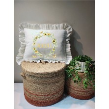 Moda Lime Isme Özel Baskılı Fırfırlı Bebek Dolgulu Yastık Hediyelik (Takı Yastığı Olarakta Kullanılabilir)