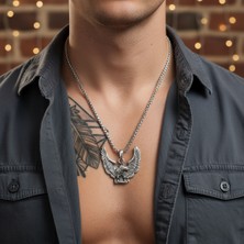 Alooya Koruyucu Kartal Gümüş Kaplama Örme Zincir Kolye