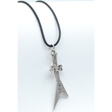 Alooya Slayer Elektro Gitar Gümüş Kaplama Deri İp Kolye