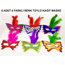 Buğz Tüylü Kağıt Parti Venedik Balo After Maskesi 6 Adet