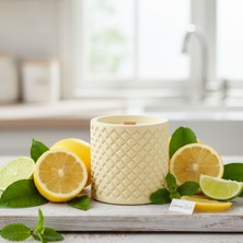 Stworkshop Limon Kokulu, Hediyelik Bohem Dekoratif Beton El Yapımı Vegan Soya Wax Mum (250 Gr) 🍋