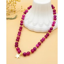 Nevoka Stella Pembe Boncuk El Yapımı Kolye