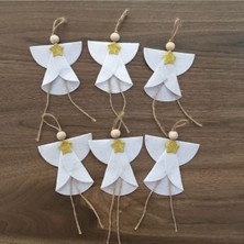 Empressco El Yapımı 6'lı Keçe Yılbaşı Süsü Çam Ağacı Dekoru Beyaz