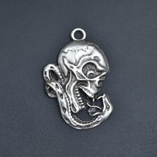 Alooya Yılan - Kuru Kafa - Venom Gümüş Kaplama Kolye Ucu