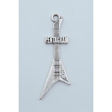 Alooya Pentagram Elektro Gitar Gümüş Kaplama Kolye Ucu