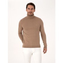 Cacharel Erkek Camel Slim Fit Pamuk Karışımlı Balıkçı Yaka Triko Kazak 50318678-VR015