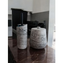 Trust Stone Mermer Desen Bej Çöp Kovasi,banyo Seti Tuvalet Wc Sıvı Sabunluk Diş Fırçalığı Beton Aksesuar Takım