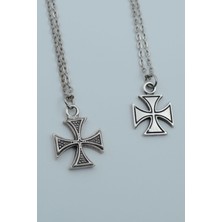 Alooya 2'li Gamlı Haç Gümüş Kaplama Kolye Seti