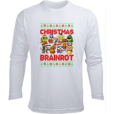 Efendioğlu Design Uzun Kollu Brainrot Karakterleri Yeni Yıl Yılbaşı Christmas Baskılı Pamuklu Çocuk Tişört