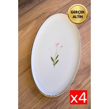 Tabak Evi Porselen Natura Çuha Altın Yaldızlı Oval Kayık 32,50X17X2,50CM 4 Lü