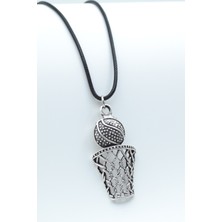 Alooya Basket Topu - File - Pota Gümüş Kaplama Deri İp Kolye