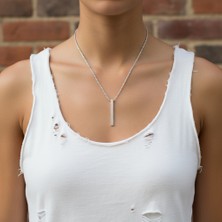 Alooya Çubuk Gümüş Kaplama Örme Zincir Kolye