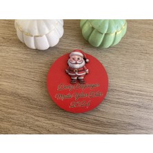 Empressco 10 Adet Kırmızı Ahşap Yılbaşı Magnet, Kişiye Veya Firmaya Özel Hediye Magnetleri