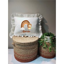 Moda Lime Isme Özel Baskılı Fırfırlı Bebek Dolgulu Yastık Hediyelik (Takı Yastığı Olarakta Kullanılabilir)