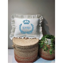 Moda Lime Isme Özel Baskılı Fırfırlı Bebek Dolgulu Yastık Hediyelik (Takı Yastığı Olarakta Kullanılabilir)