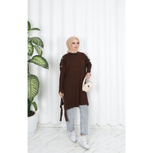 Nisum Moda Düğme Detaylı Merserize Tunik