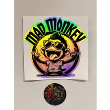 Mad Monkey Sticker 10X10CM Araba Motosiklet Kask Laptop Cam Etiket Sevimli Maymun Sticker