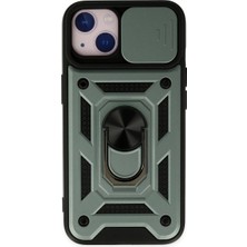 Evolvera Iphone 14 Kılıf Pars Lens Yüzüklü Silikon - Yeşil