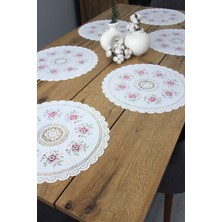 Dede Ev Tekstil 2' Li Amerikan Servis Supla Dantel Işlemesi Görünümlü 40 cm Yuvarlak