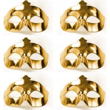 Tp Altın Metalize Renk Düz Balo Parti Maskesi 6 Adet