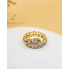 Nevoka Hydra Zirkon Taşlı Gold Pirinç Ayarlanabilir Yüzük