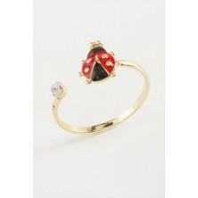 Marsilyan Uğur Böceği Mineli Taşlı Yüzük