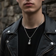 Alooya Gotik Ejderha Pençesi Gümüş Kaplama Örme Zincir Kolye