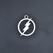 Alooya Şimşek - The Flash Gümüş Kaplama Kolye Ucu
