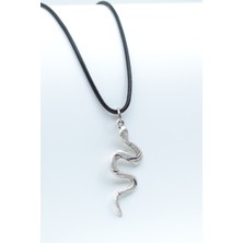 Alooya Yılan Gümüş Kaplama Deri İp Kolye